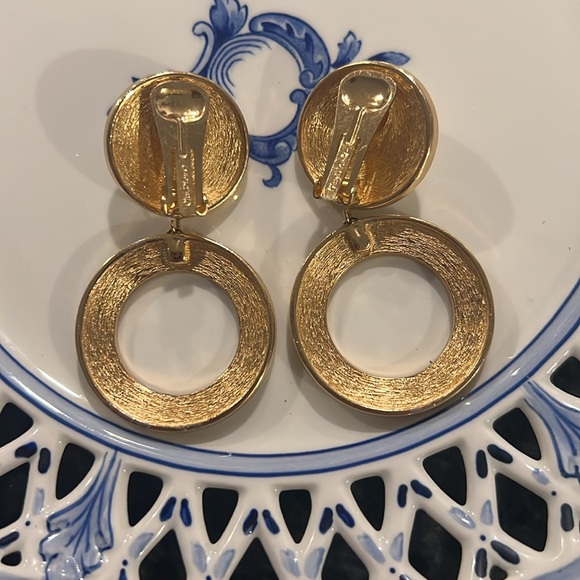 Christian Dior Vintage CD Logo Clip-On Earrings with Swarovski Crystals - Picture 2 of 5